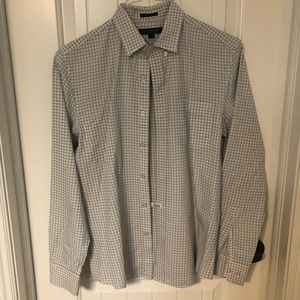 Black/white windowpane check dress shirt